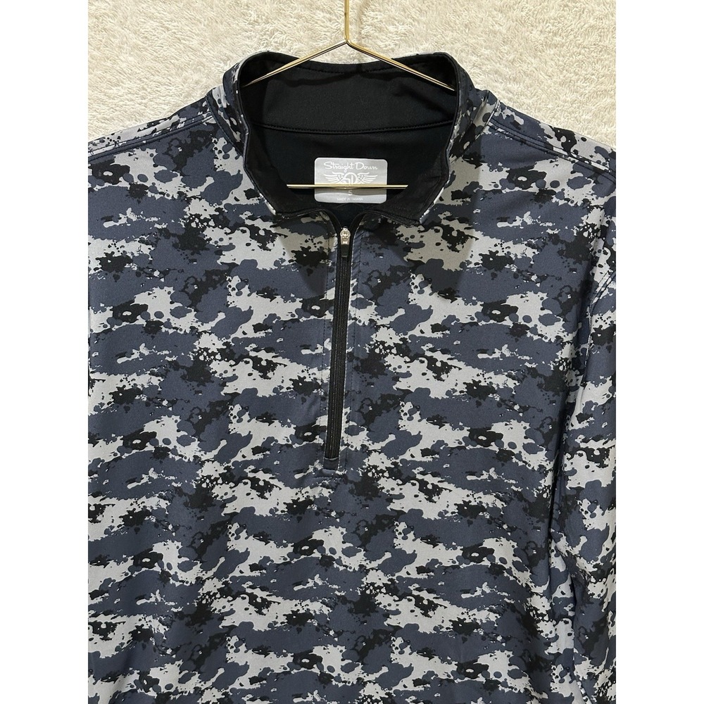 Straight Down Pullover Mens Small Black‎ Camo 1/4 Zip Golf Athletic Stretch